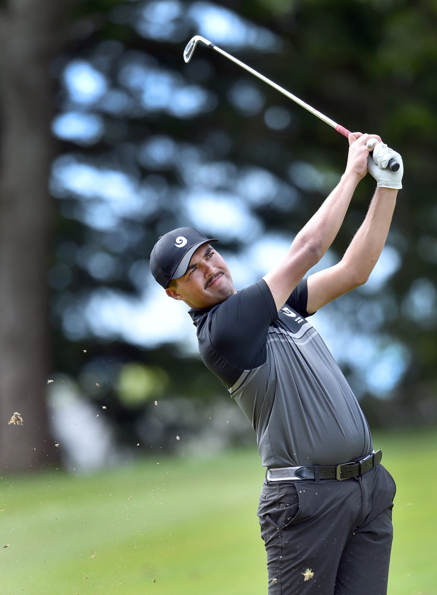 Leading contender Mako Thompson plays a shot on the 14th hole during a practice round for the New...