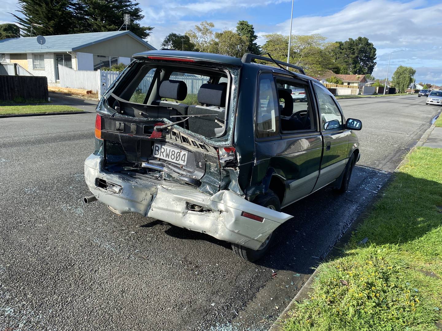 A car parked only metres from the scene was badly damaged. Photo: Sam Sherwood