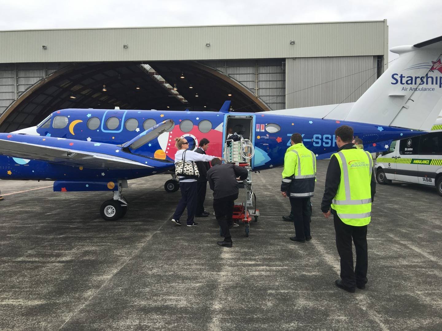 Two-month old Luke is transported to Auckland on Starship Hospital's air ambulance service. Photo...