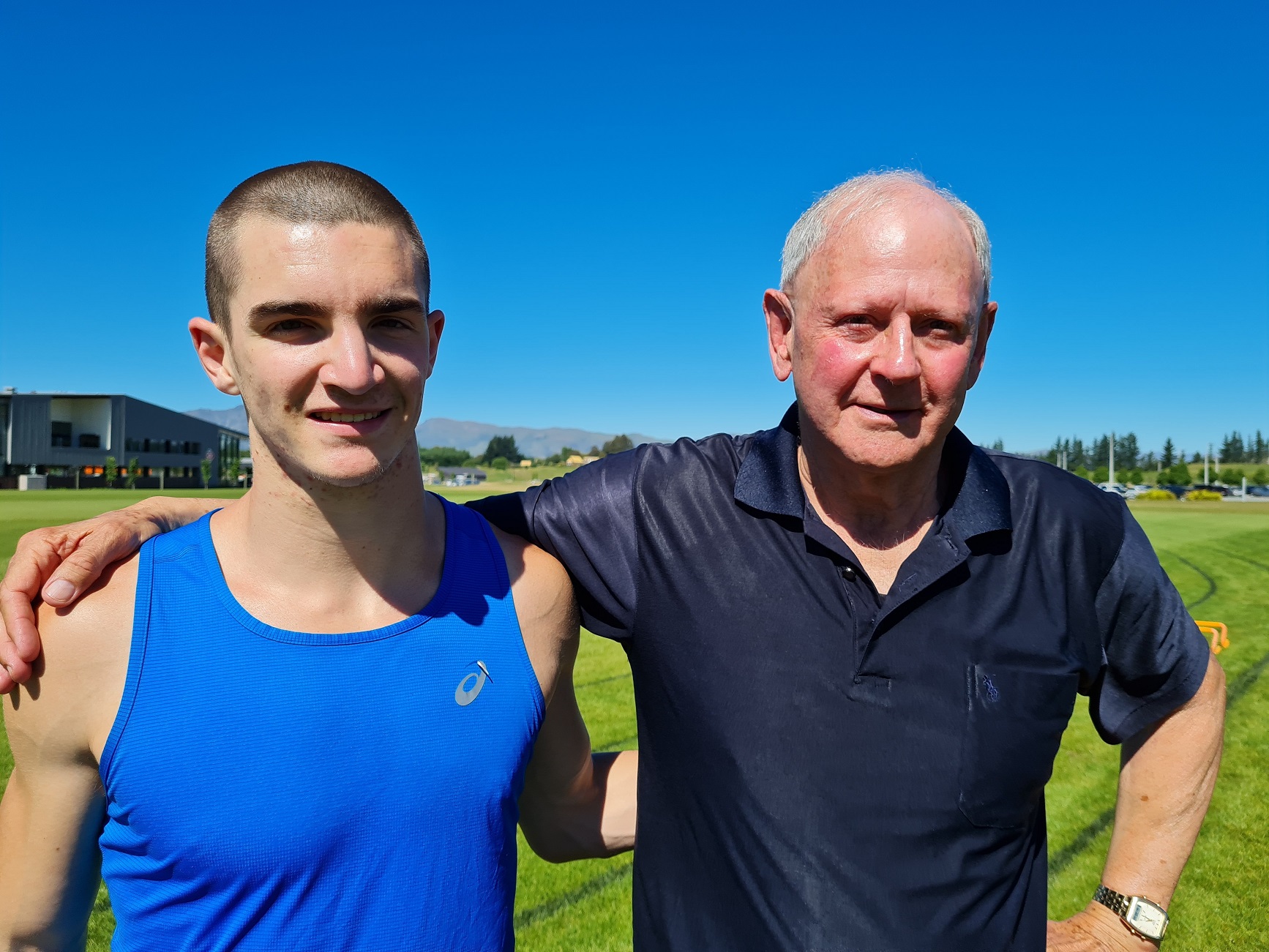 Shay Veitch (left) with coach Michael Beable in Wanaka last year. Photo: Marjorie Cook