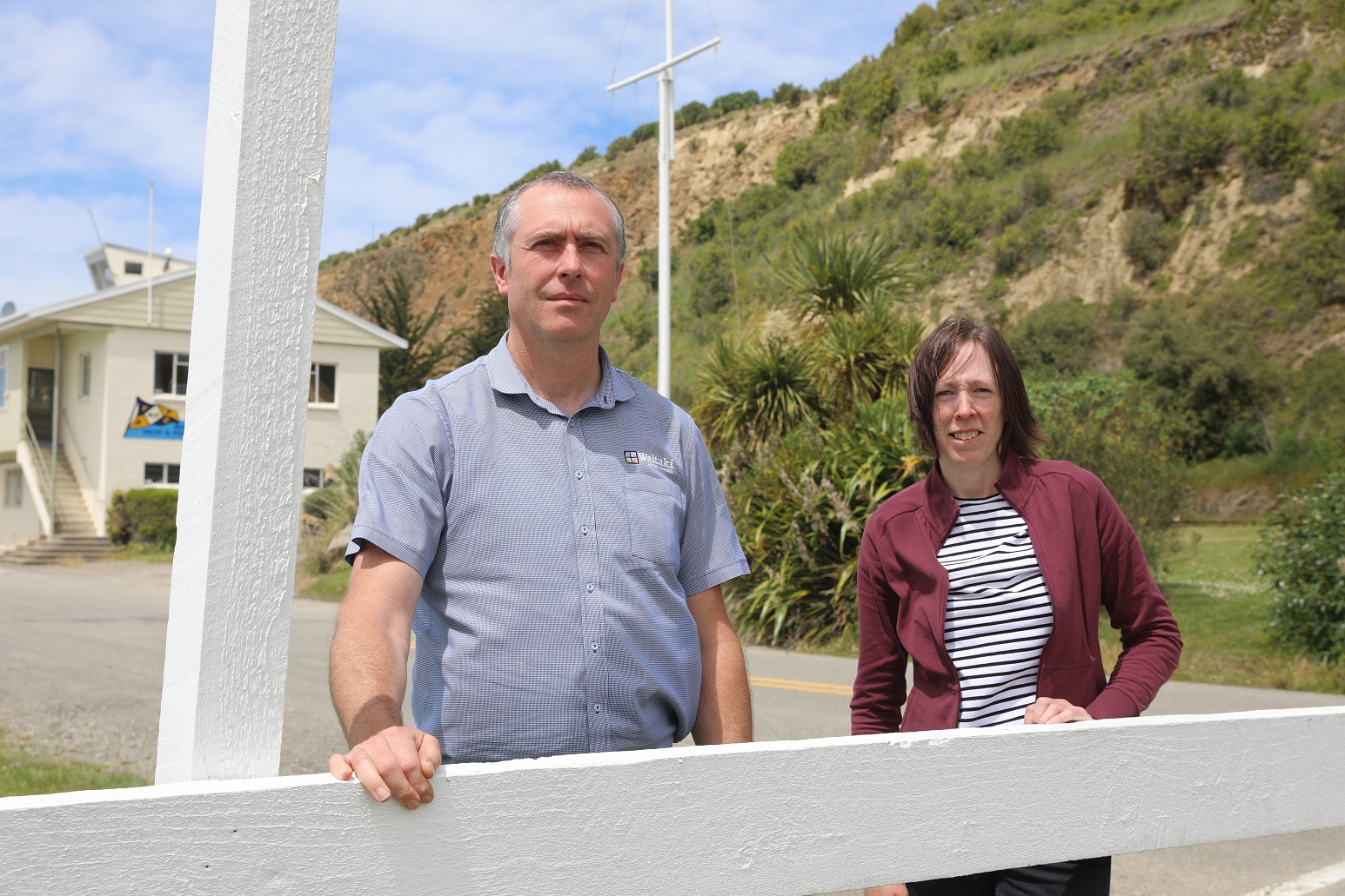 Waitaki District Council senior compliance officer Tristan Hope and Oamaru Blue Penguin Colony...