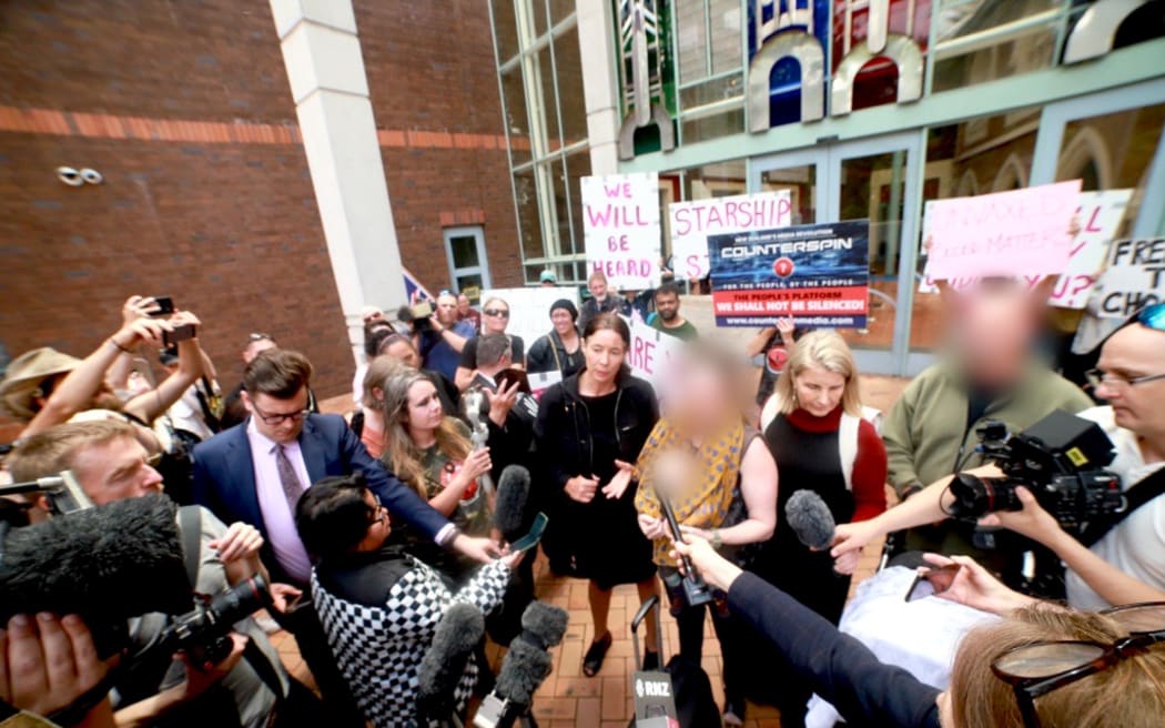 The baby's parents outside court on Wednesday. Photo: RNZ