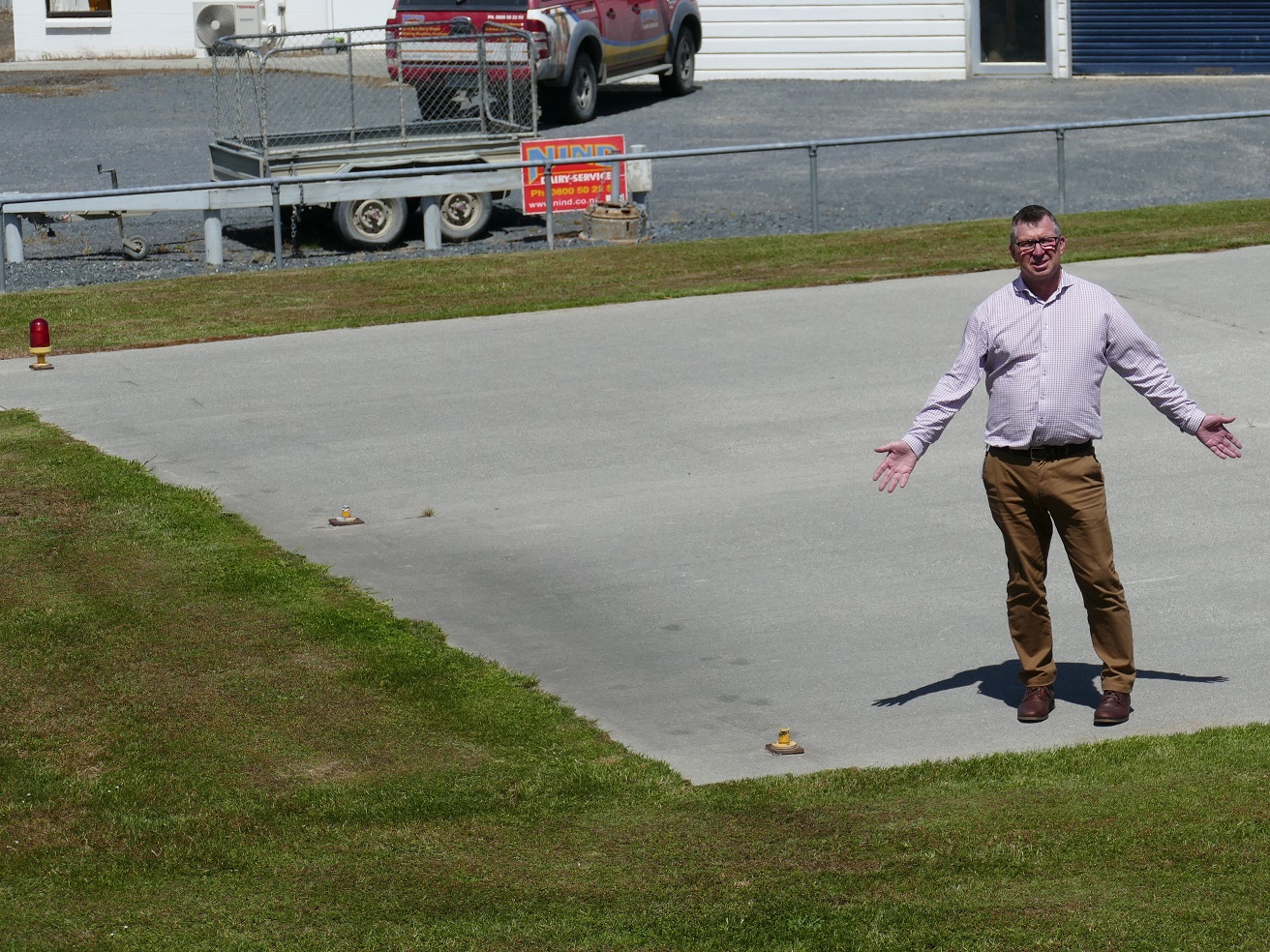 Clutha Health First maintenance manager Si Leeds points out specialist landing lights needing to...