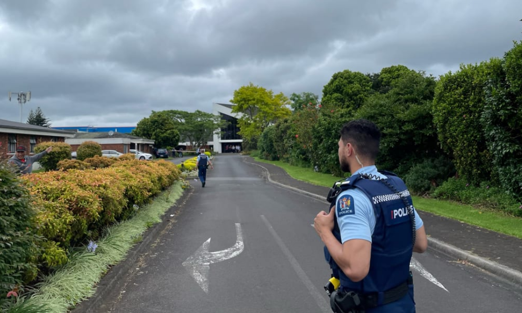 Emergency services were called to the church about 10am today. Photo: RNZ 