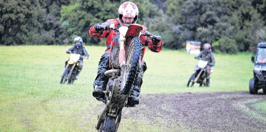 Fun ride . . . Some of the 170 riders who braved the wet conditions on Saturday November 19, as...