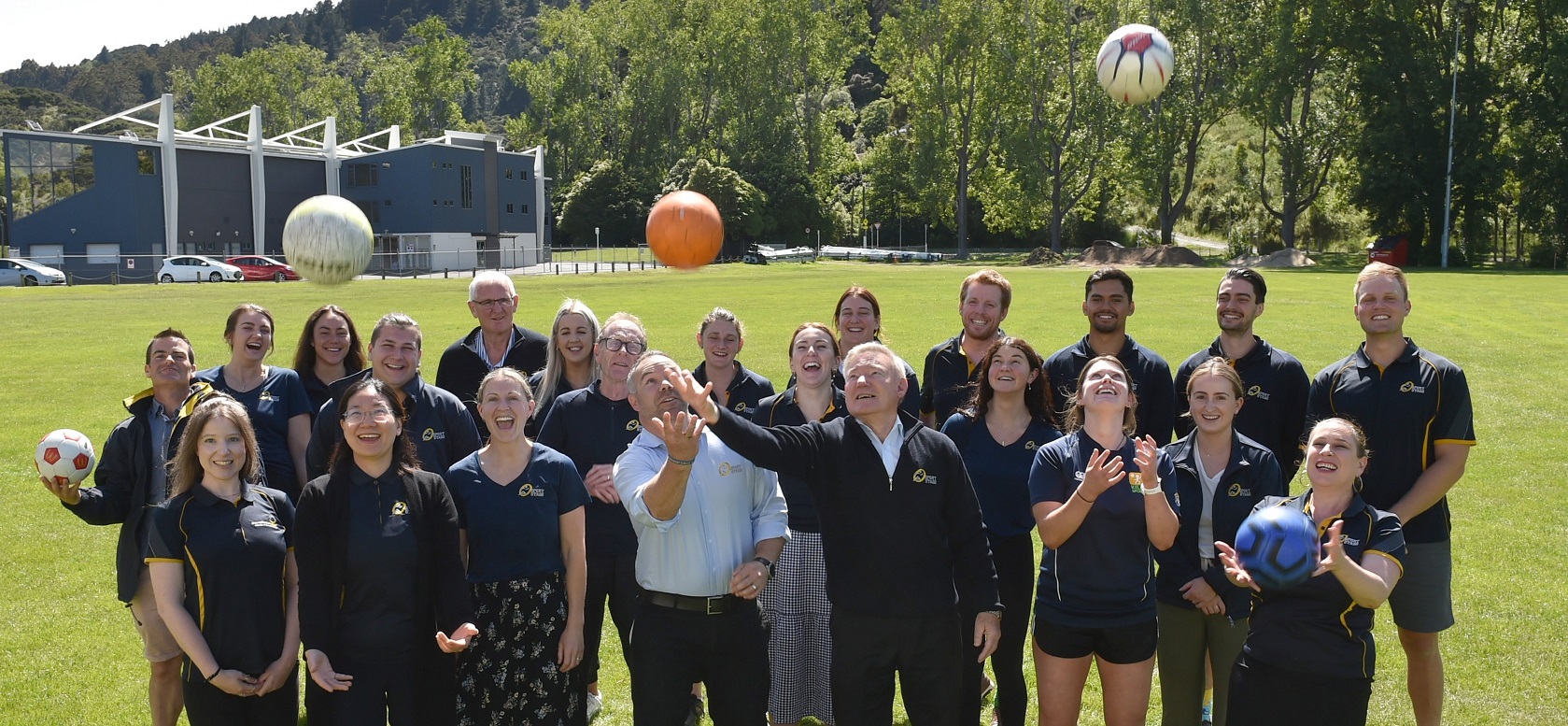 Sport Otago staff farewell chief executive John Brimble (front, fifth from left) outside their...