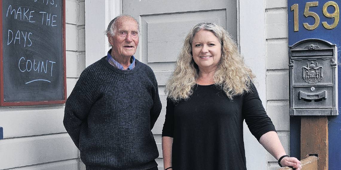 Business partners . . . Jodi Ramsay, with her dad, Barrie Ramsay, who at 82 has come out of...