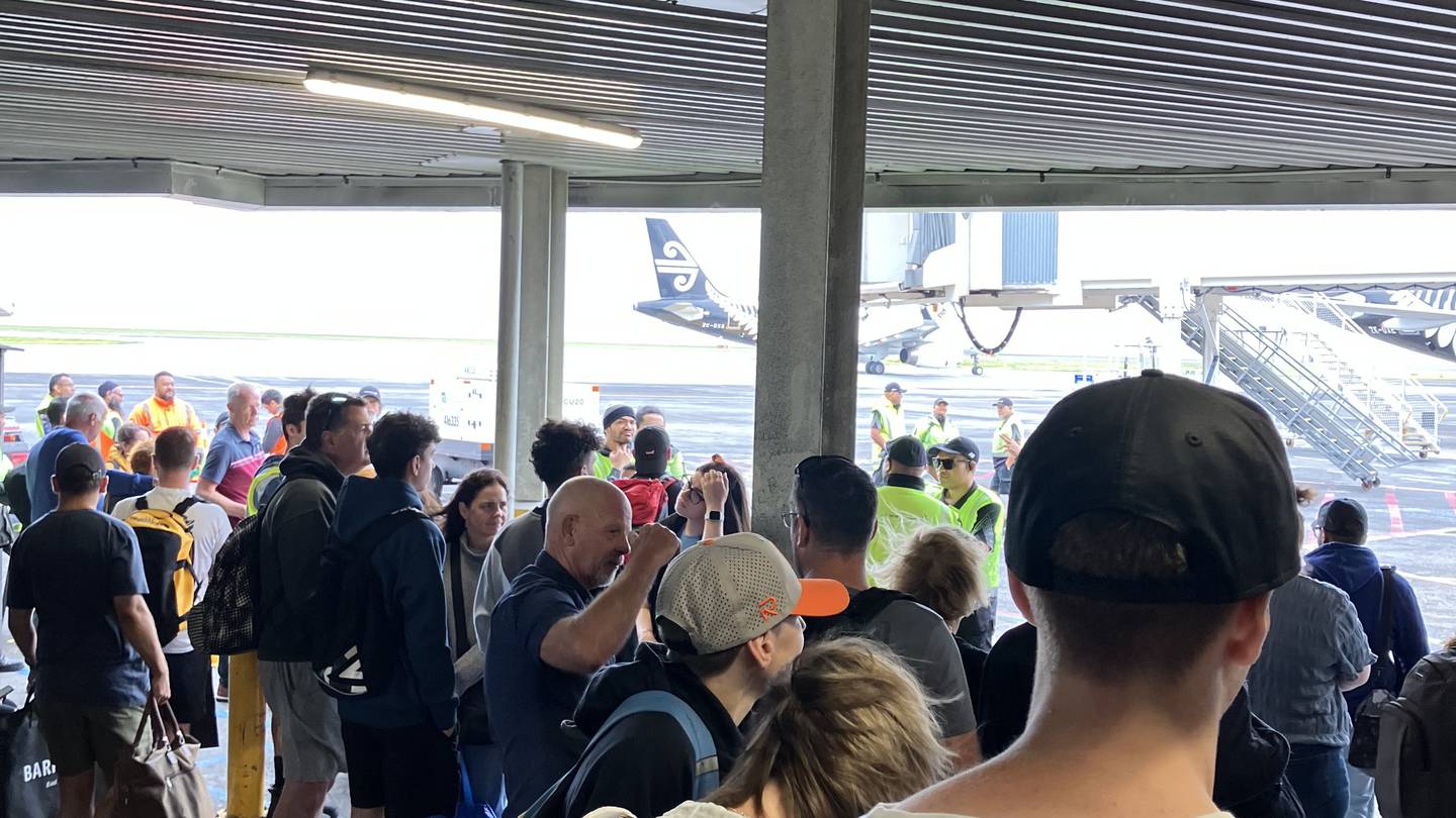 Passengers were evacuated from Auckland Airport's domestic terminal this morning. Photo: Adam Ray