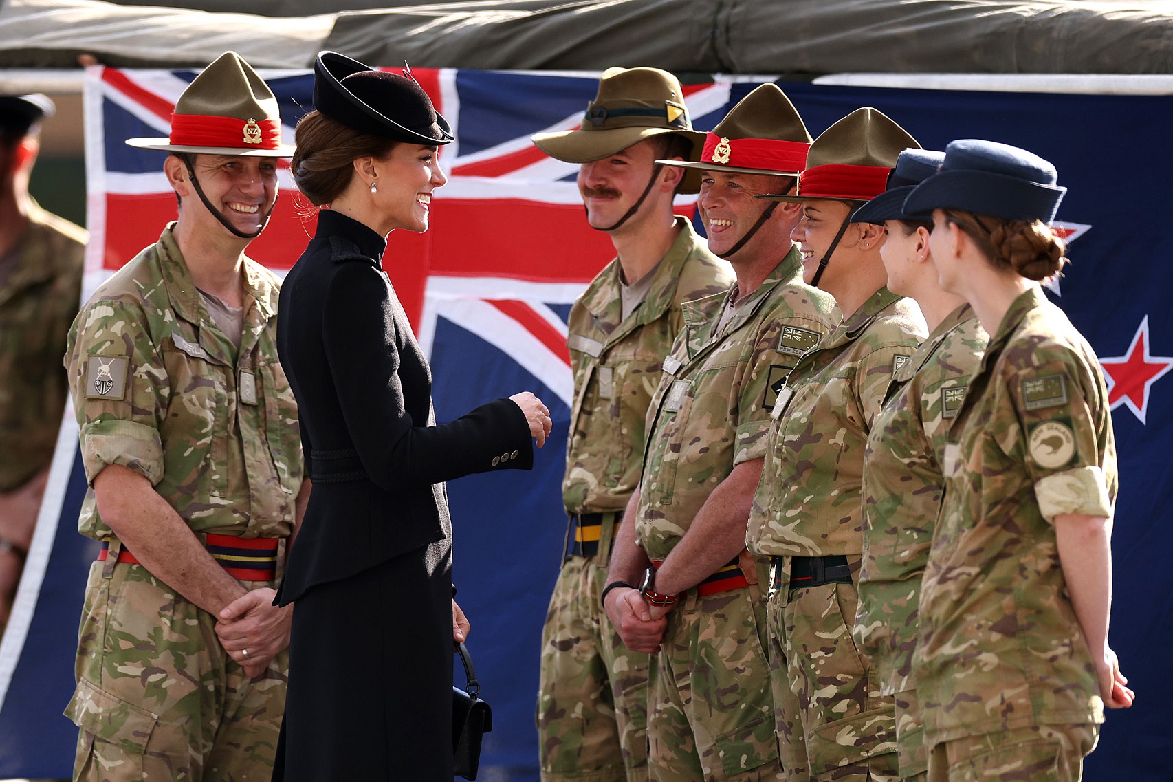 Catherine, Princess of Wales meets Commonwealth military personnel, including retired Lt-col...