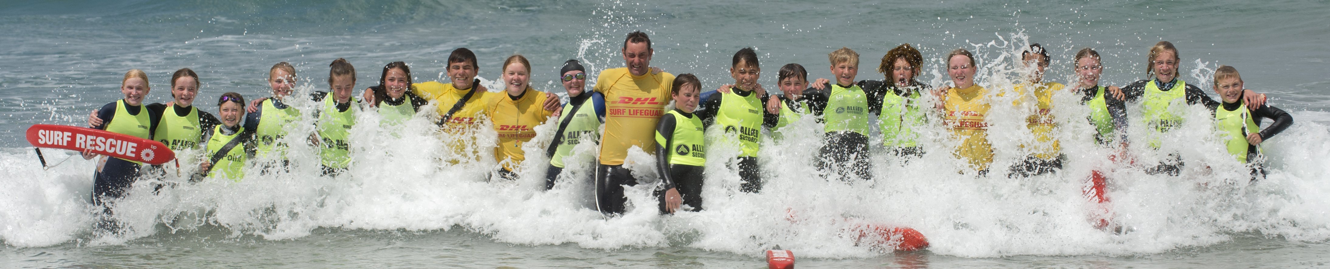 Trained lifeguards (in yellow) spent much of yesterday sharing life-saving skills with junior...