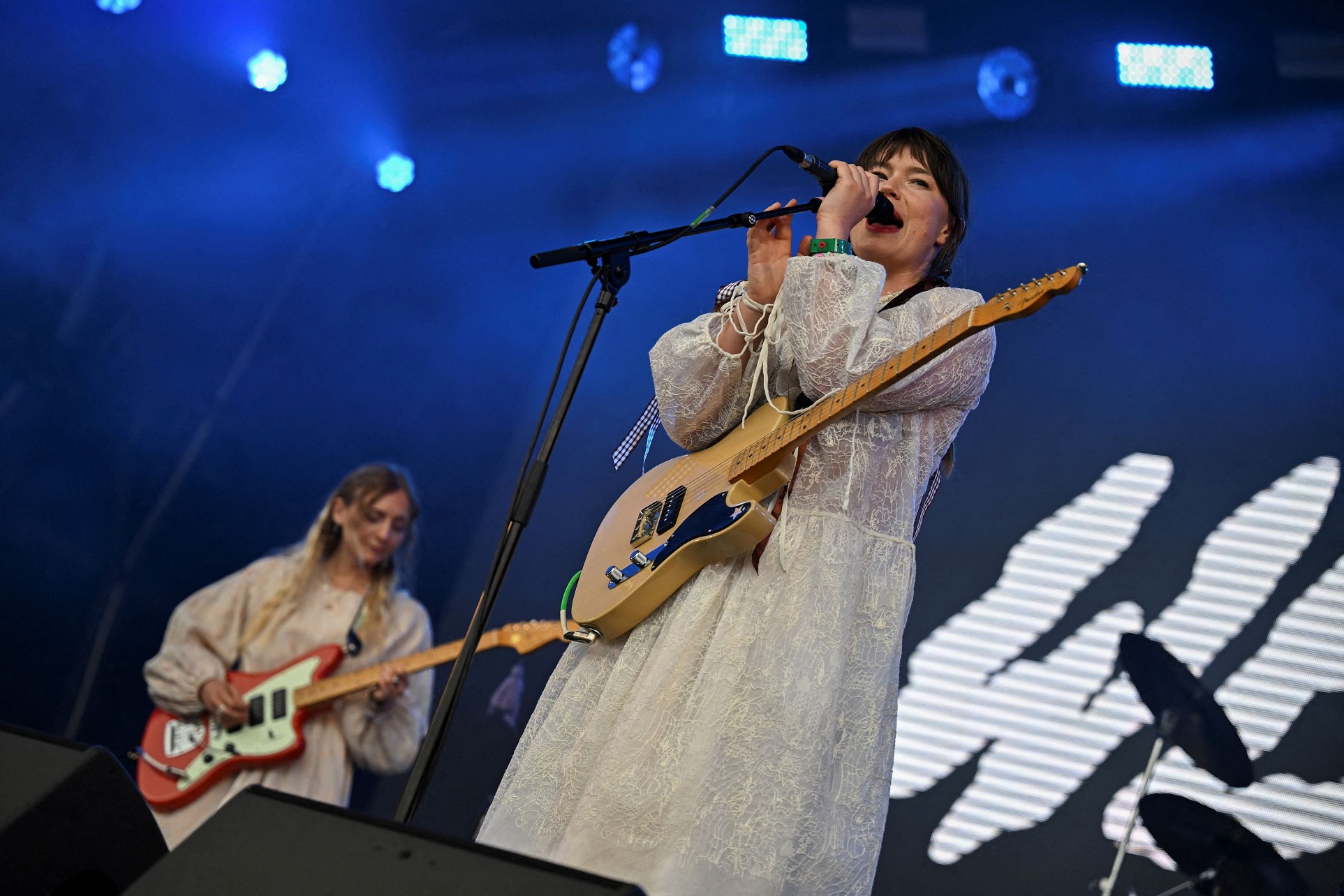 Break-out band Wet Leg perform on the Pyramid Stage during Glastonbury Festival  last year. Photo...