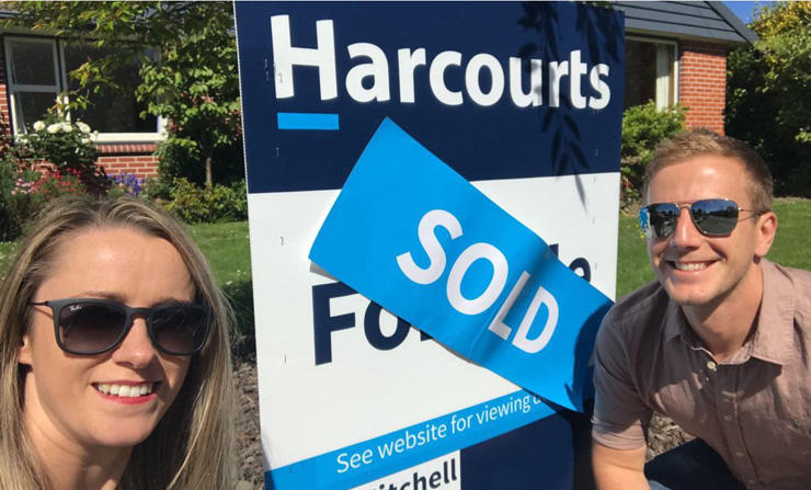 Keeva Irving and Nathan Lewis outside the Christchurch home they recently sold at auction for ...