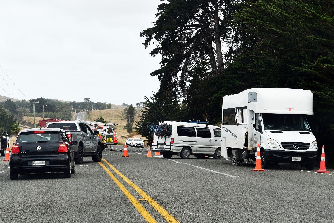 The scene of a crash last night on State Highway 1 at the Moeraki Boulders intersection. Photo:...