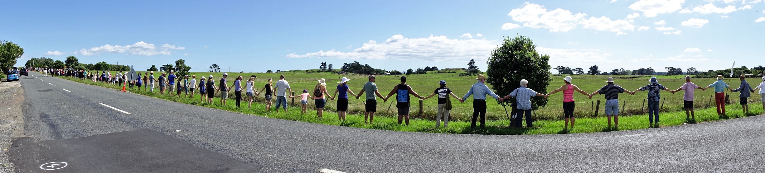 To avoid being accused of trespassing, people embrace the whenua from the public roadside as part...