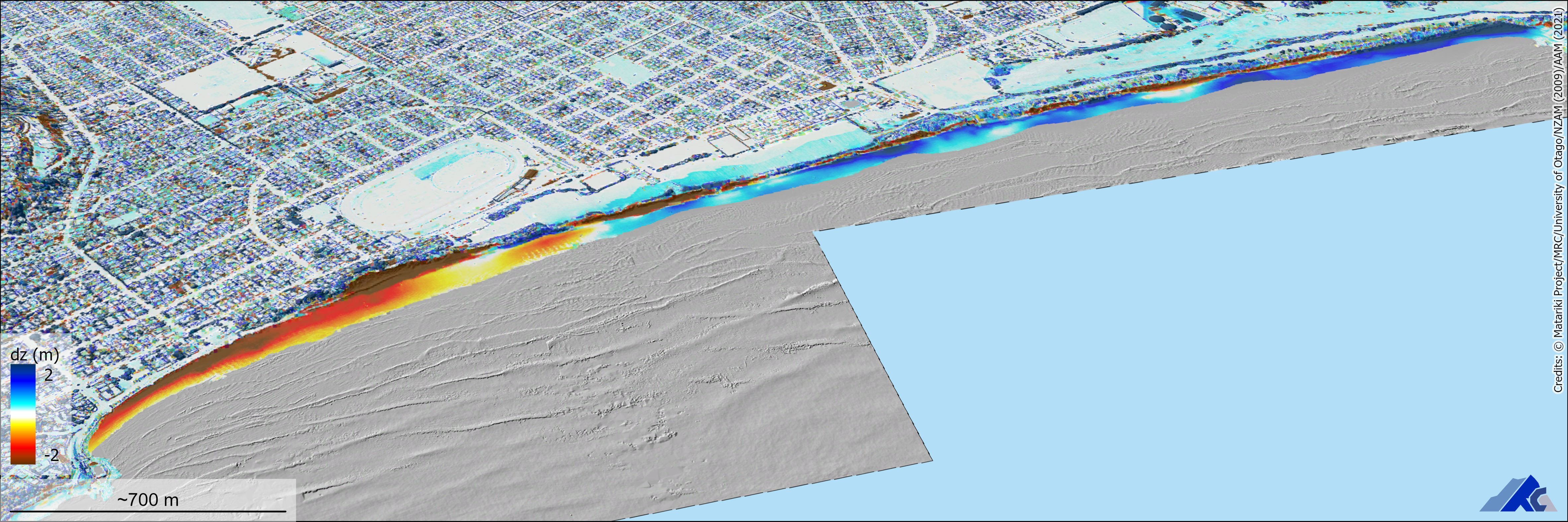 A screenshot from the University of Otago’s School of Surveying interactive 3-D map shows erosion...