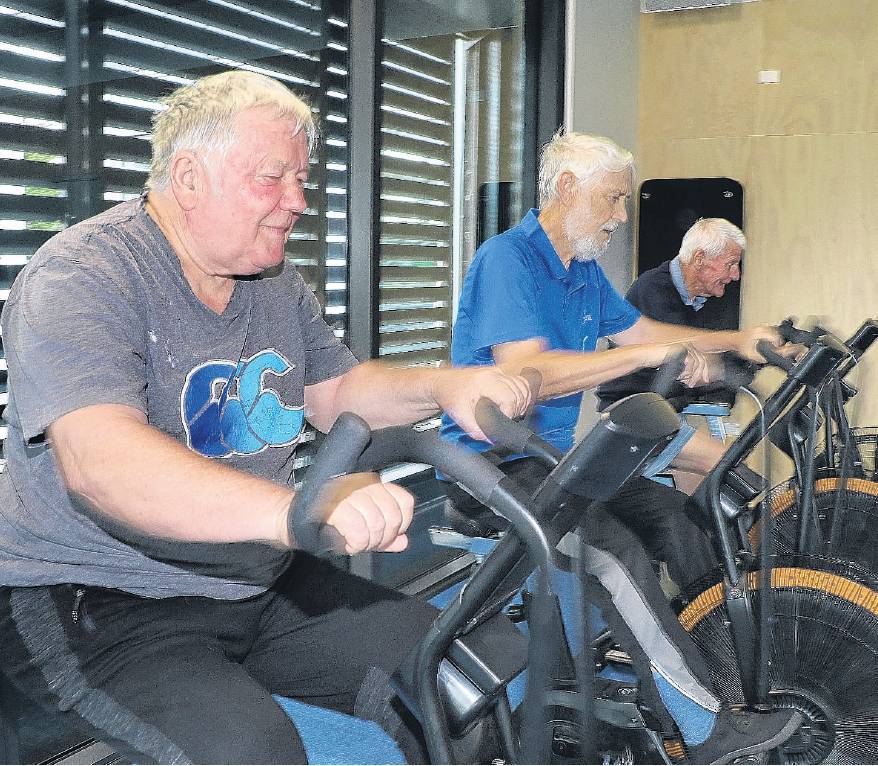 On the bikes . . . At the Blue Brothers free exercise class for men living with cancer held at...