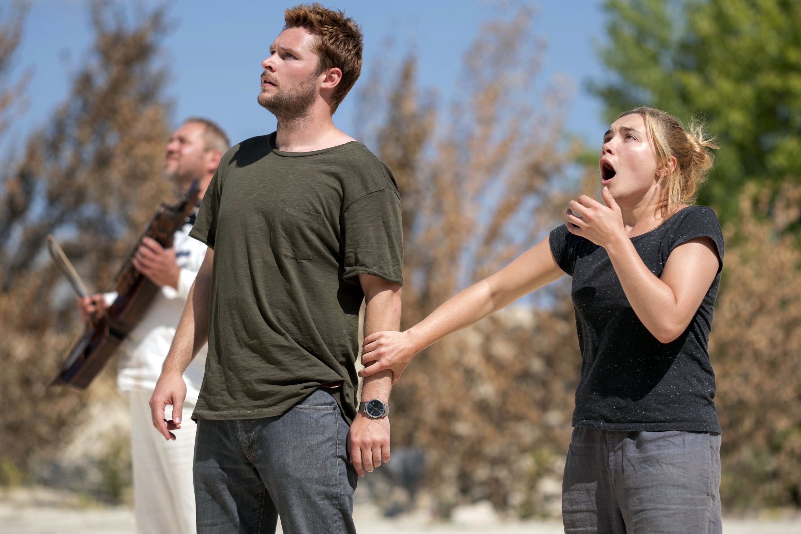 Jack Reynor and Florence Pugh in a scene from the A24 horror film Midsommar. Photo: A24 via AP