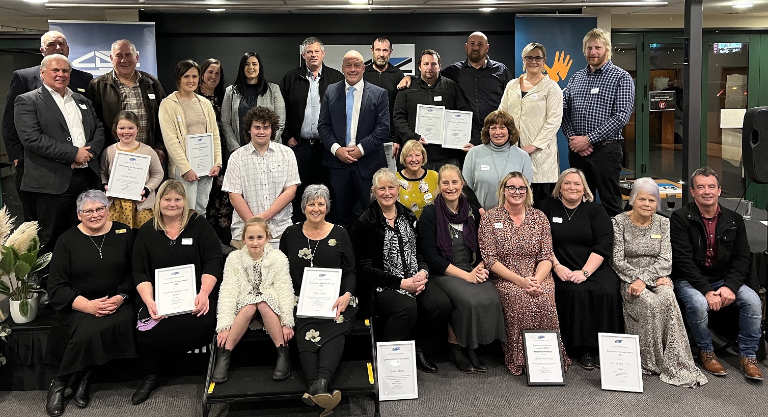 Recipients of last year’s Clutha District Community Service Awards display their certificates at...