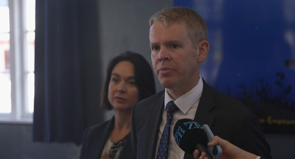 Police Minister Ginny Andersen with Prime Minister Chris Hipkins. Image: RNZ 