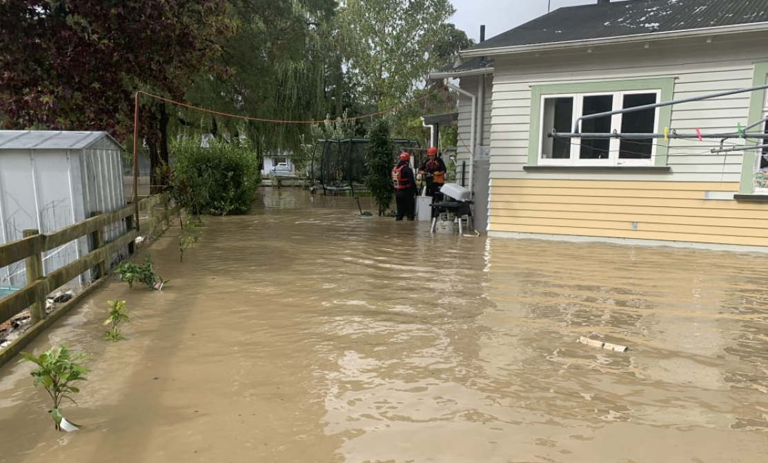 Bryce Fergusson's property in Waipawa during the flooding. Photo: Supplied / Bryce Fergusson