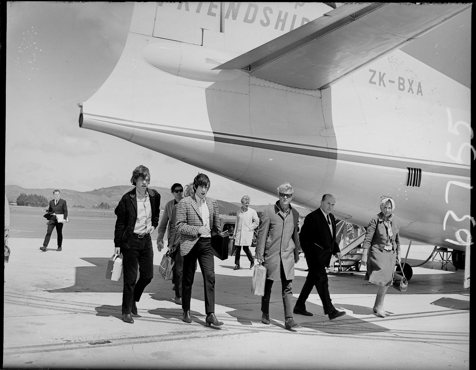 Mick Jagger and Keith Richards with Larry Henley of The Newbeats, pictured at Momona in 1965,...