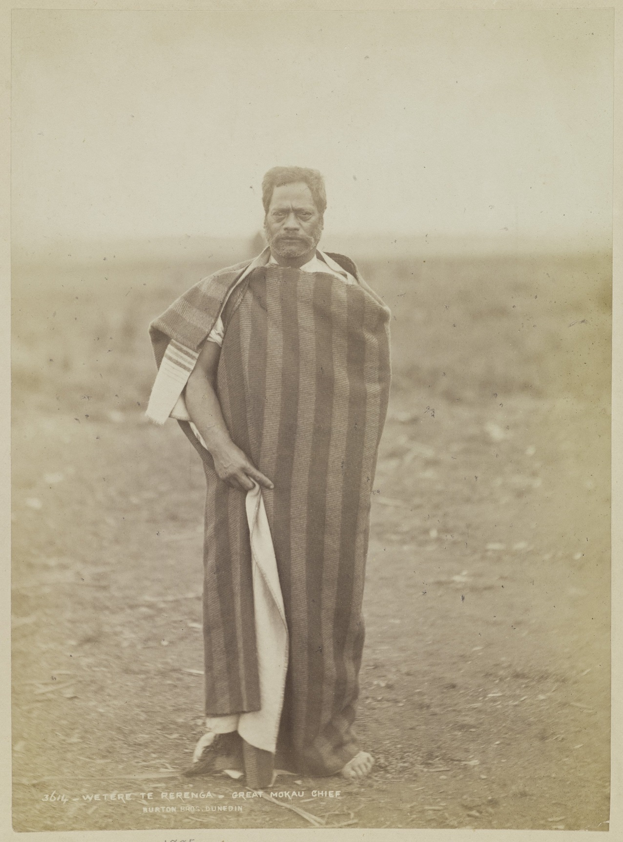 Wētere Te Rerenga, Ngāti Maniapoto. Photographed by Burton Brothers, 1885. Photo: Box-096- 022,...