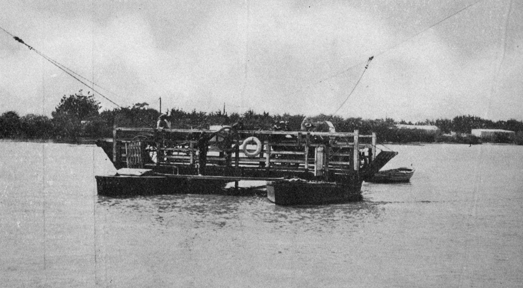 A ferry punt crosses a branch of the Molyneux River (now officially Clutha River/Mata-Au) from...