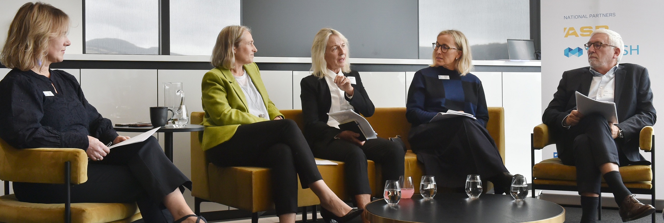 Taking part in a panel discussion on building better outcomes for women are (from left) Trish...