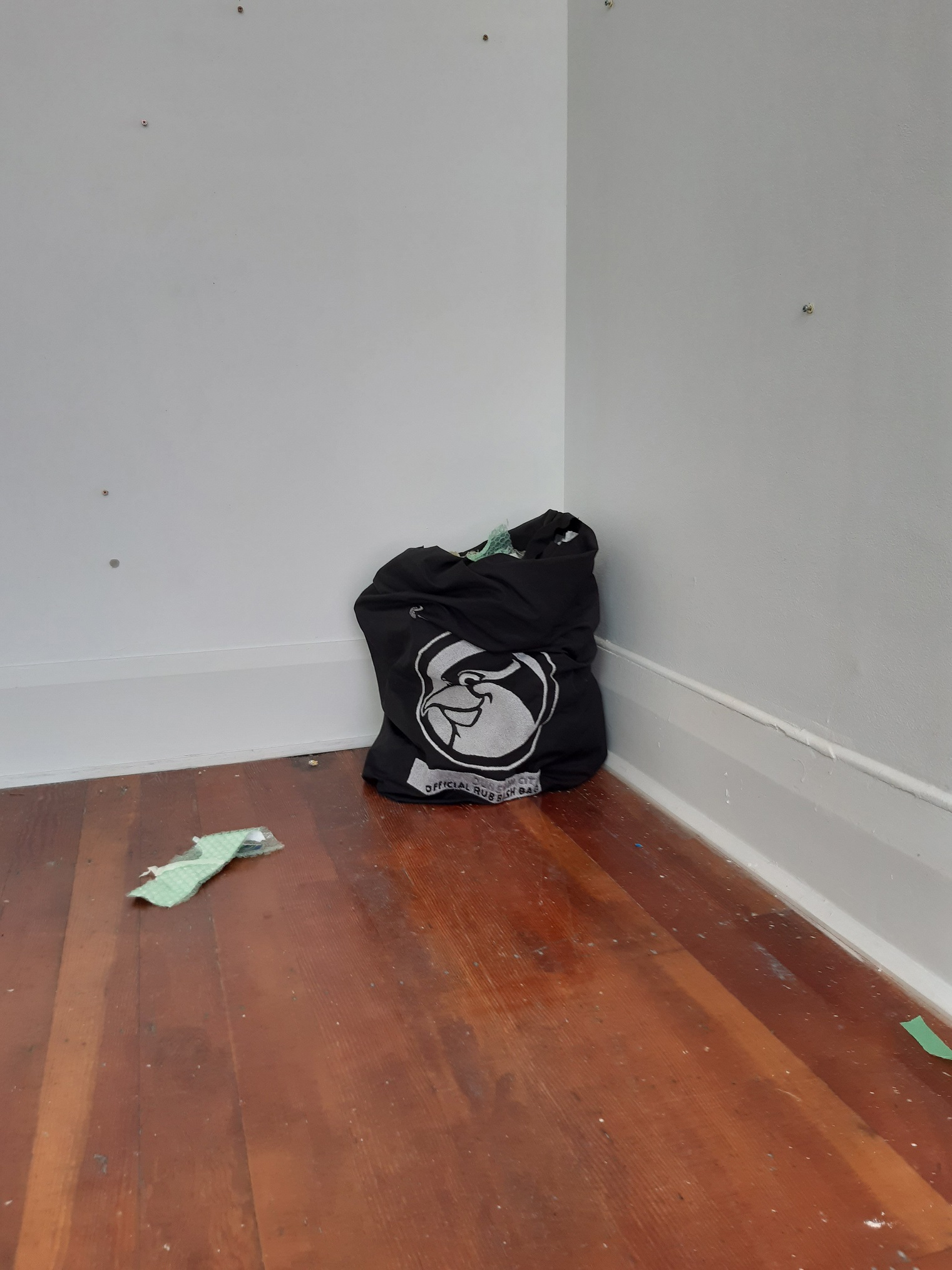 A bag of collected rubbish was part of Hutchinson’s Untitled 2021 exhibition at Olga Gallery in...