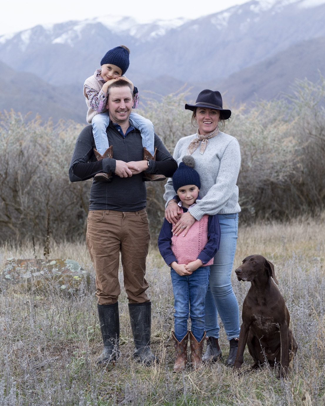 Philippa Cameron, with husband Joe and daughters Flora (left) and Evelyn, at Otematata Station....