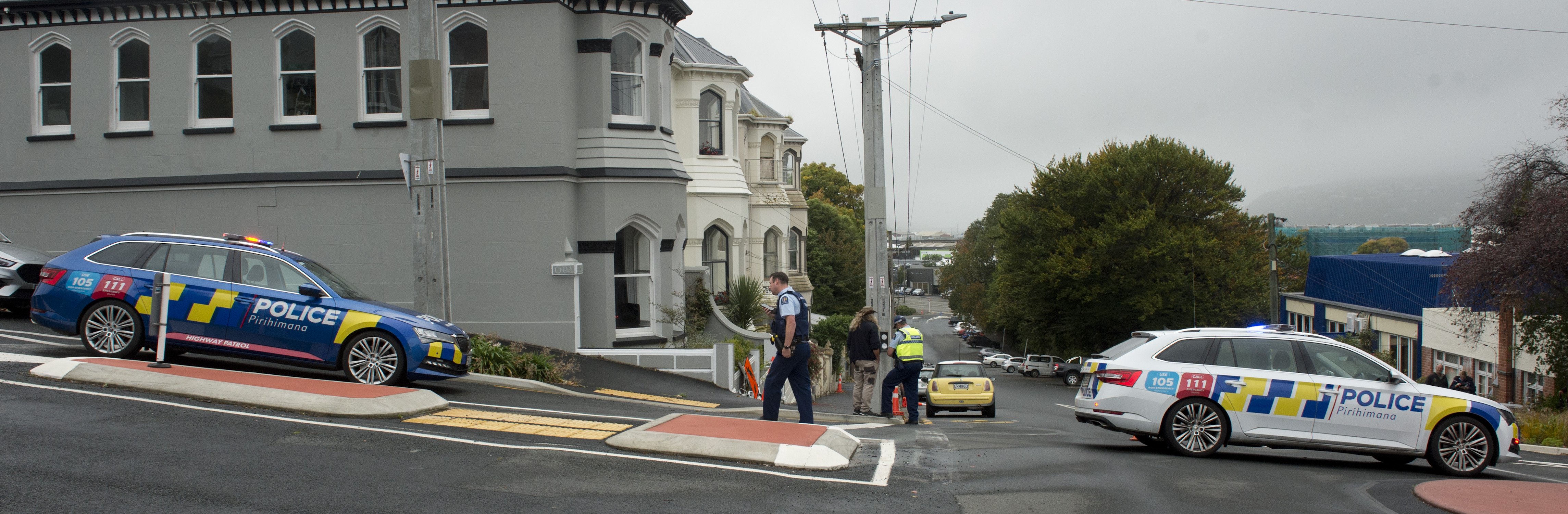 Police at the scene of an alleged drive-by shooting at the corner of Manor Place and Melville St...