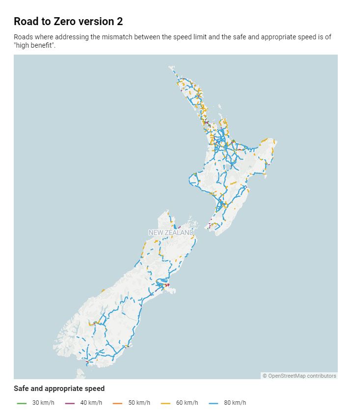 Map: NZ Herald (Source: Waka Kotahi — MegaMaps: Road to Zero edition 2)