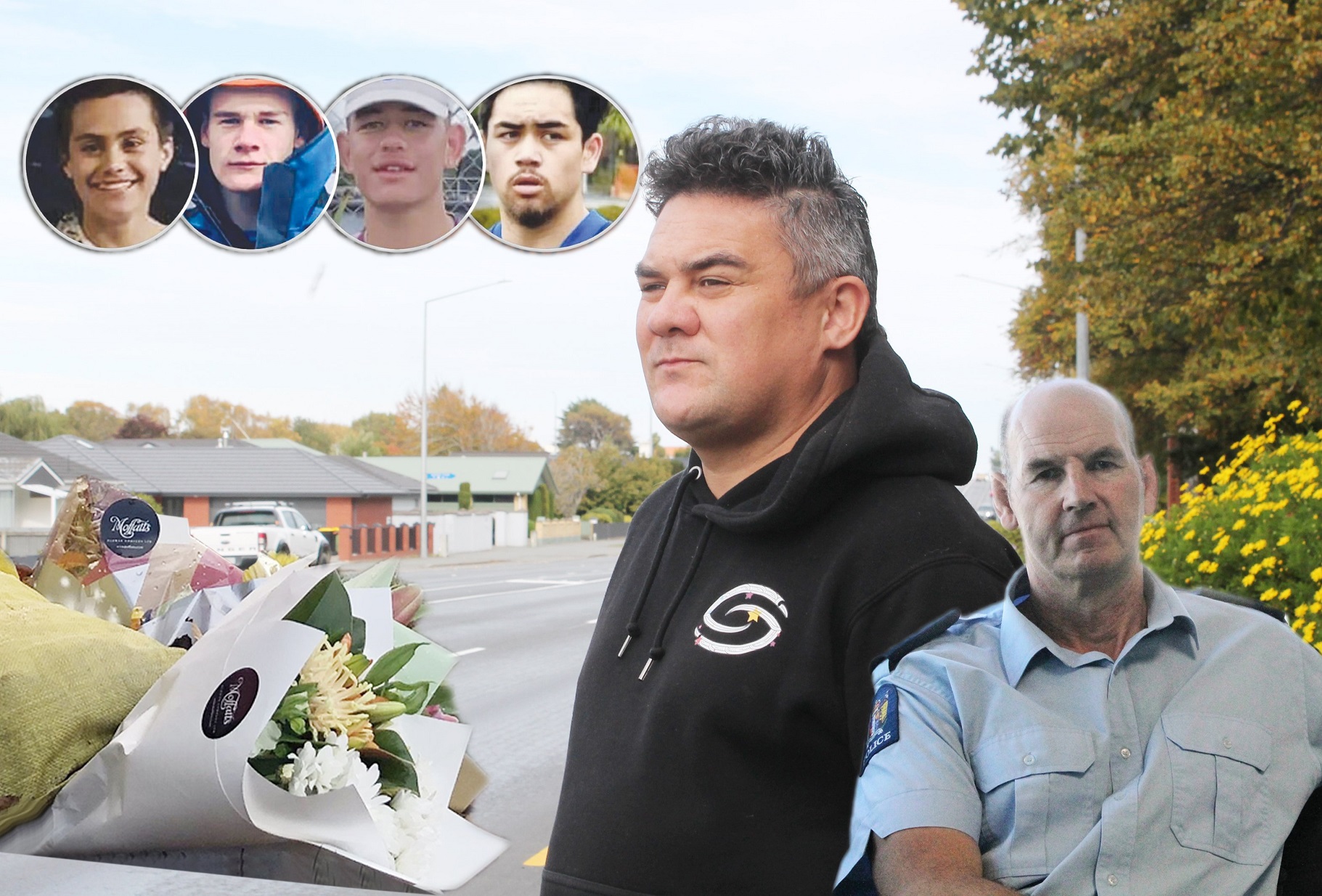 A crash in Invercargill’s Queens Dr last year claimed the lives of (top, from left) Indaka Rouse,...