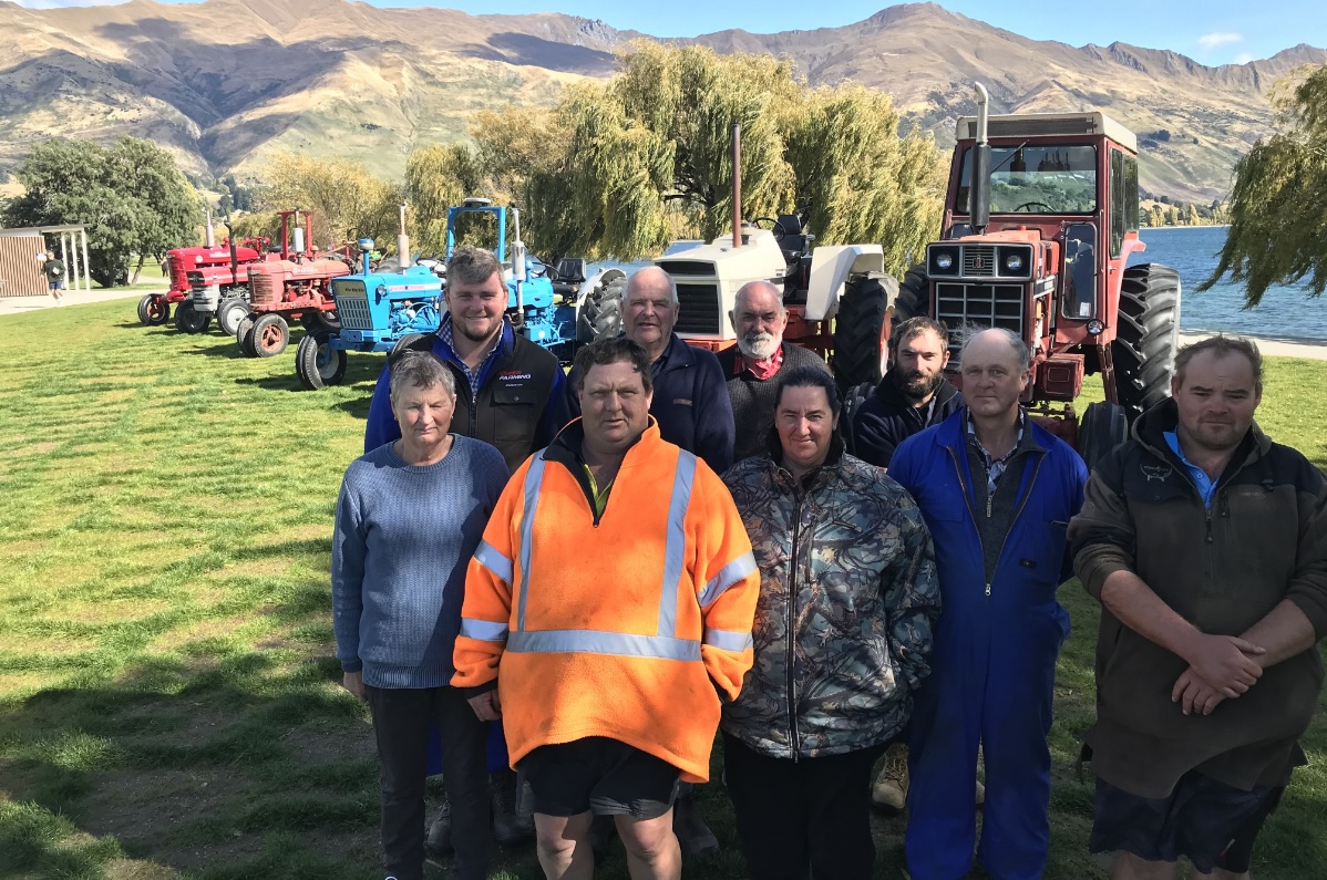 Tractor enthusiasts (front from left) Margaret King, Graeme Urquhart, Kelleigh Urquhart, all of...