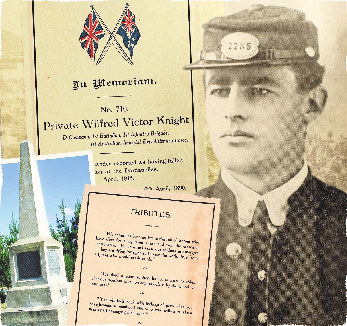 The memorial card of Wilfred Knight, possibly the first New Zealander killed at Gallipoli. Photo:...