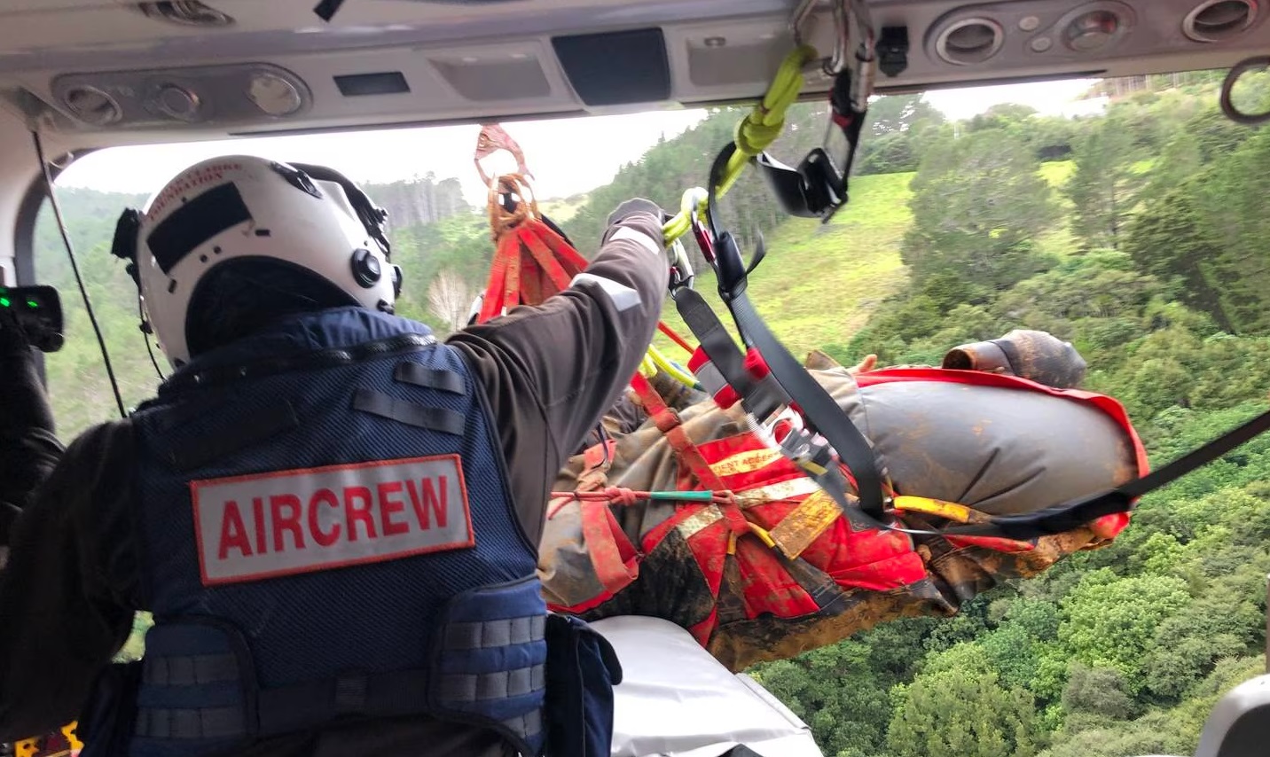 Images of the woman being rescued were captured by the rescue helicopter crew. Photo: Auckland...