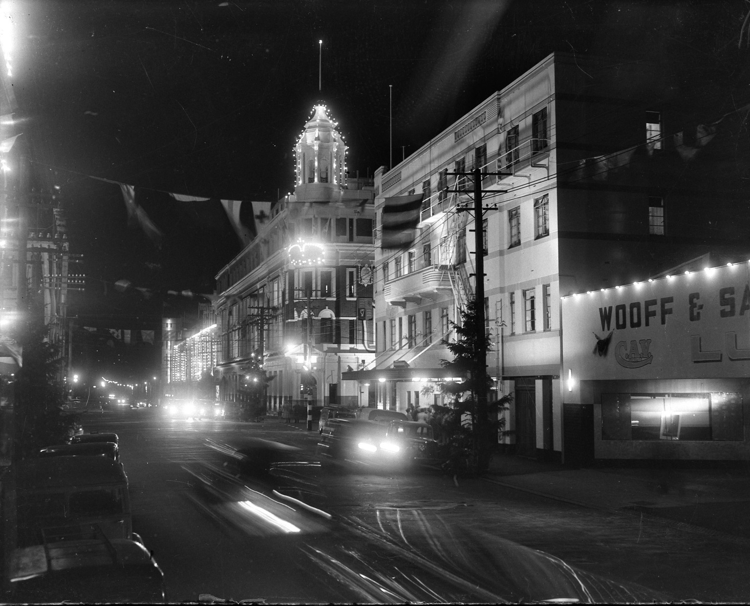 The Evening Star building decorated for royal tour in January 1954.