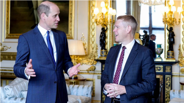 The Prince of Wales receives New Zealand Prime Minister Chris Hipkins, during an audience at...