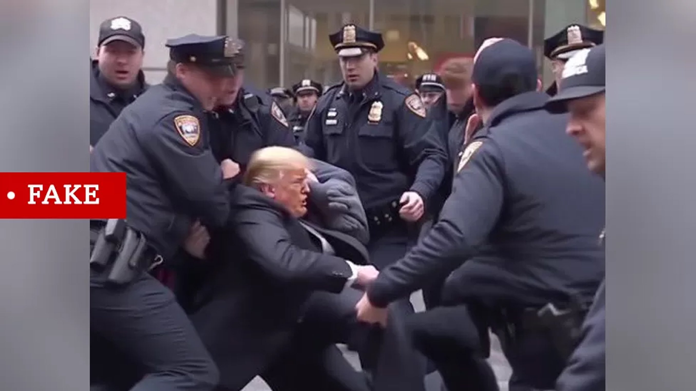 One of many fake images circulating of Donald Trump being "arrested". Photo: Eliot Higgins