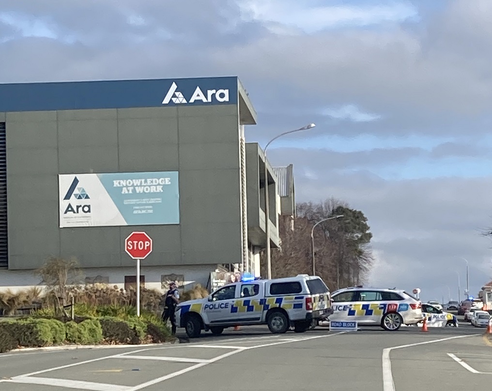 Police at the scene in Timaru this morning. Photo: Briar Allen