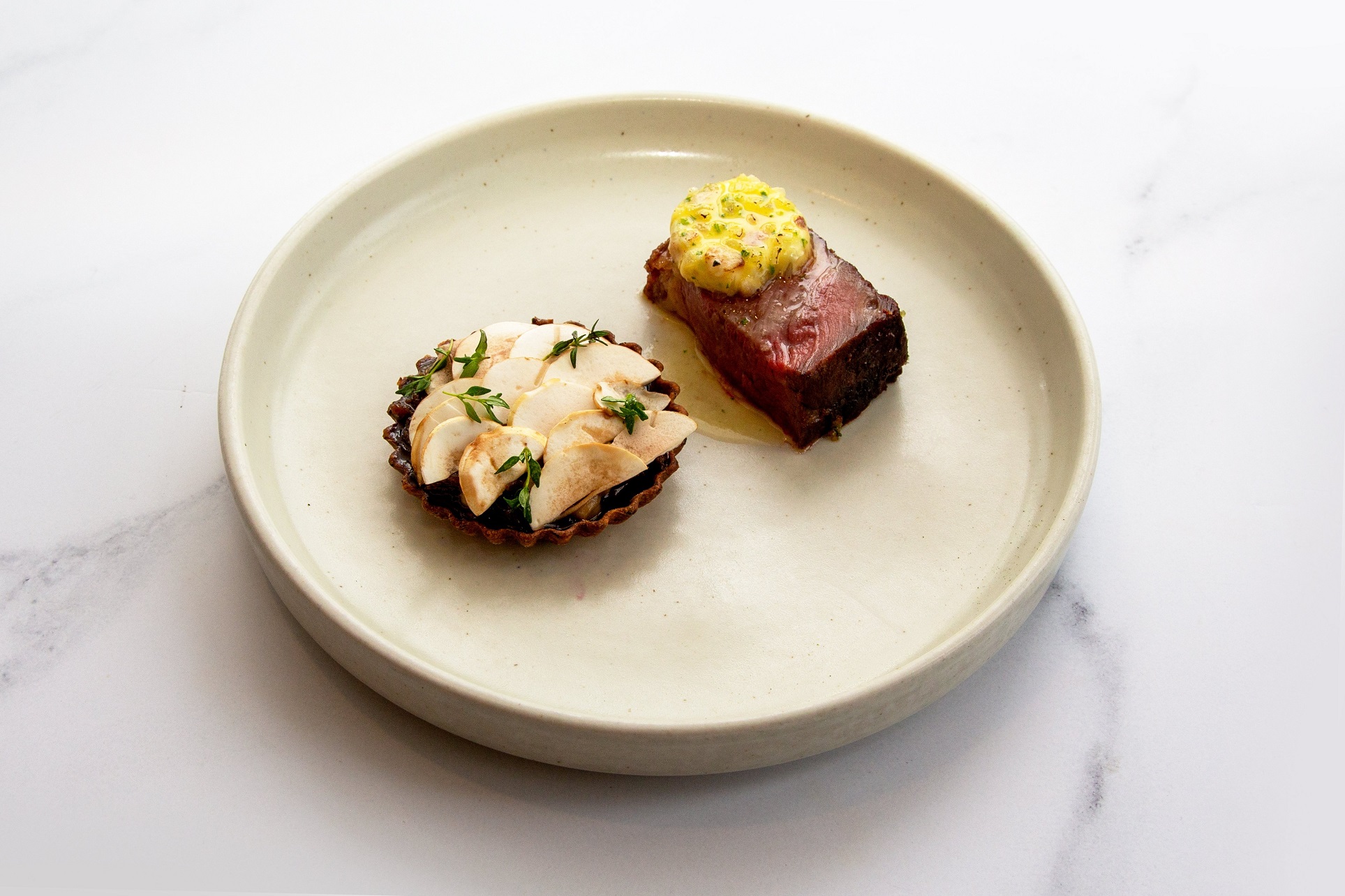 Nic Kearney’s winning dish — steak and mushroom pie with sirloin and bone marrow butter.