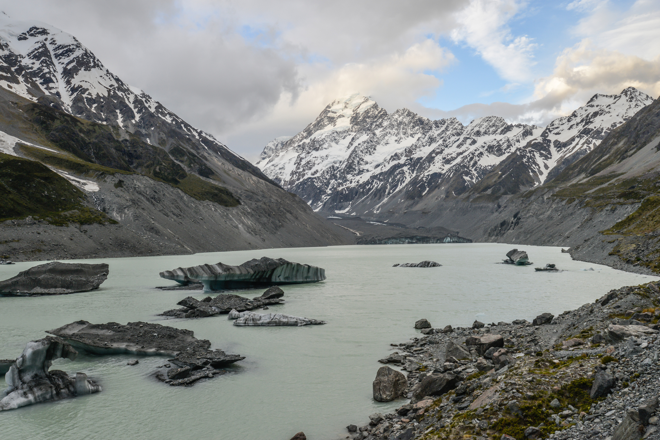 The man had to get on an iceberg in the Tasman Lake after his boat got damaged. Photo: Getty...