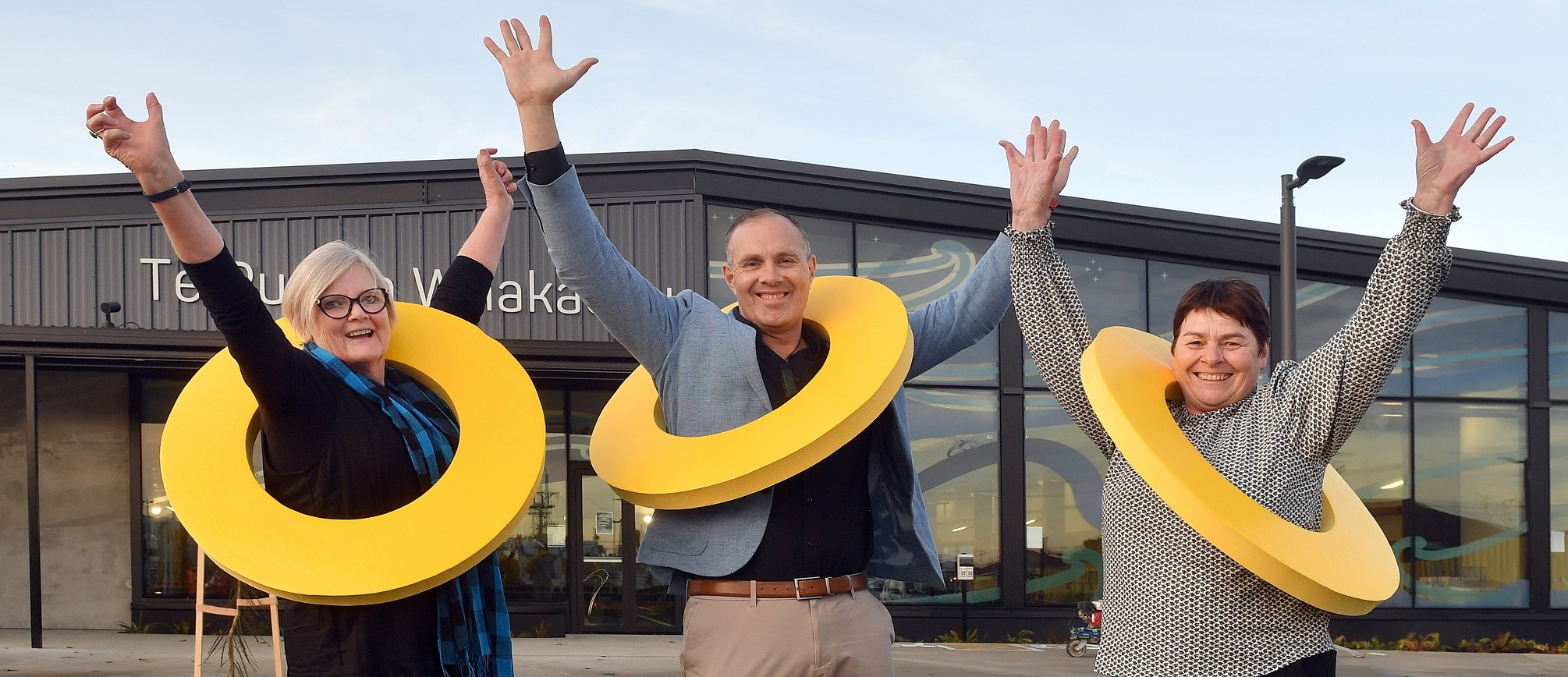 Ready for Te Puna o Whakaehu to make a splash at Mosgiel are (from left) Irene Mosley, Kyle Forde...