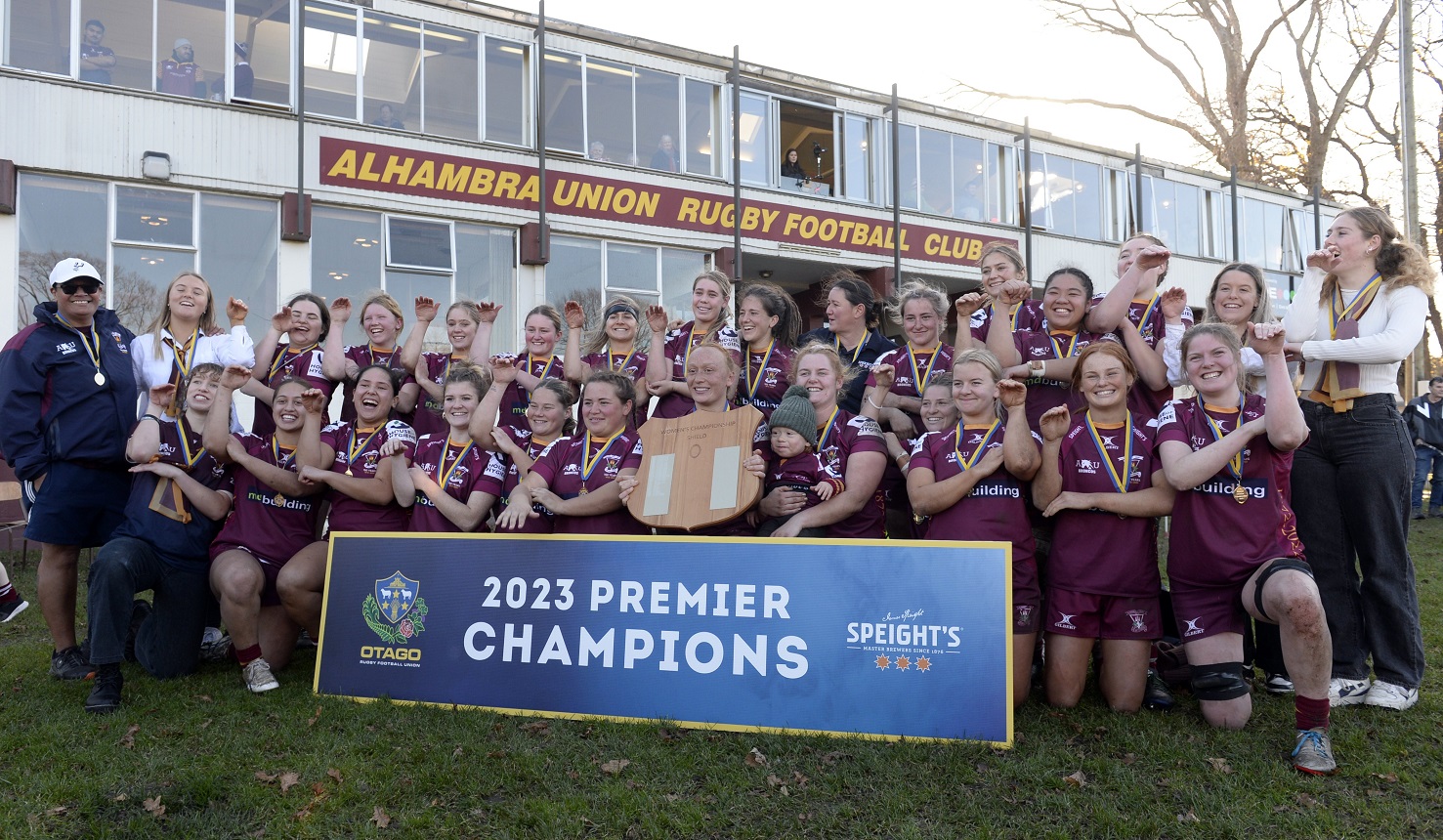 Alhambra-Union celebrates an epic 29-24 win against Dunedin at the North Ground today. PHOTOS:...