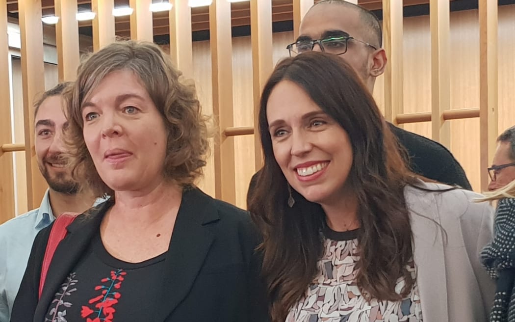 Professor Dame Juliet Gerrard with former prime minister Jacinda Ardern. Photo: RNZ / Katie Scotcher