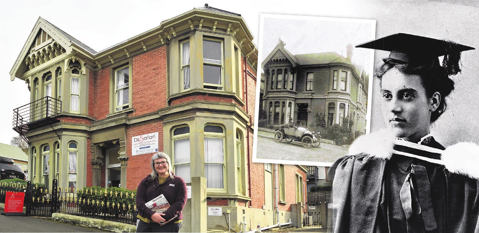 A delighted Sarah Gallagher stands outside Dr Emily Siedeberg’s former home at 75 York Pl, which...