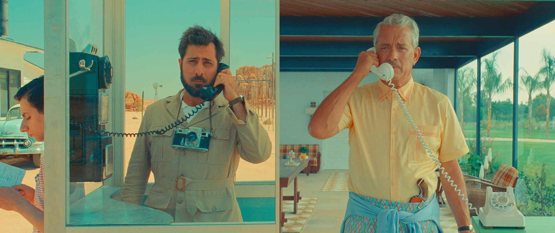 Wes Anderson regular Jason Schwartzman (left) is joined by Tom Hanks in Asteroid City. Images: NZIFF