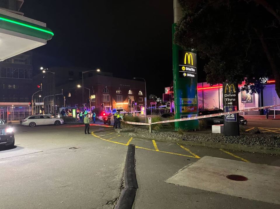 Police at the crash scene near Te Papa Museum in Wellington. Photo: Ethan Griffiths