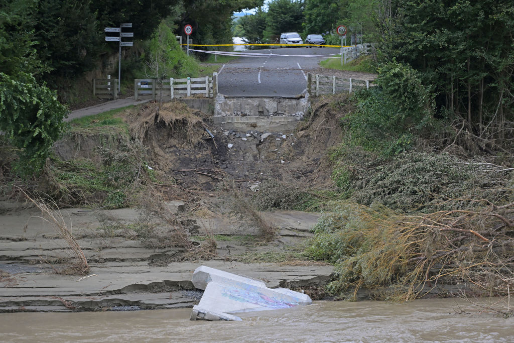 A bridge wrecked by Cyclone Gabrielle. Photo: Getty Images