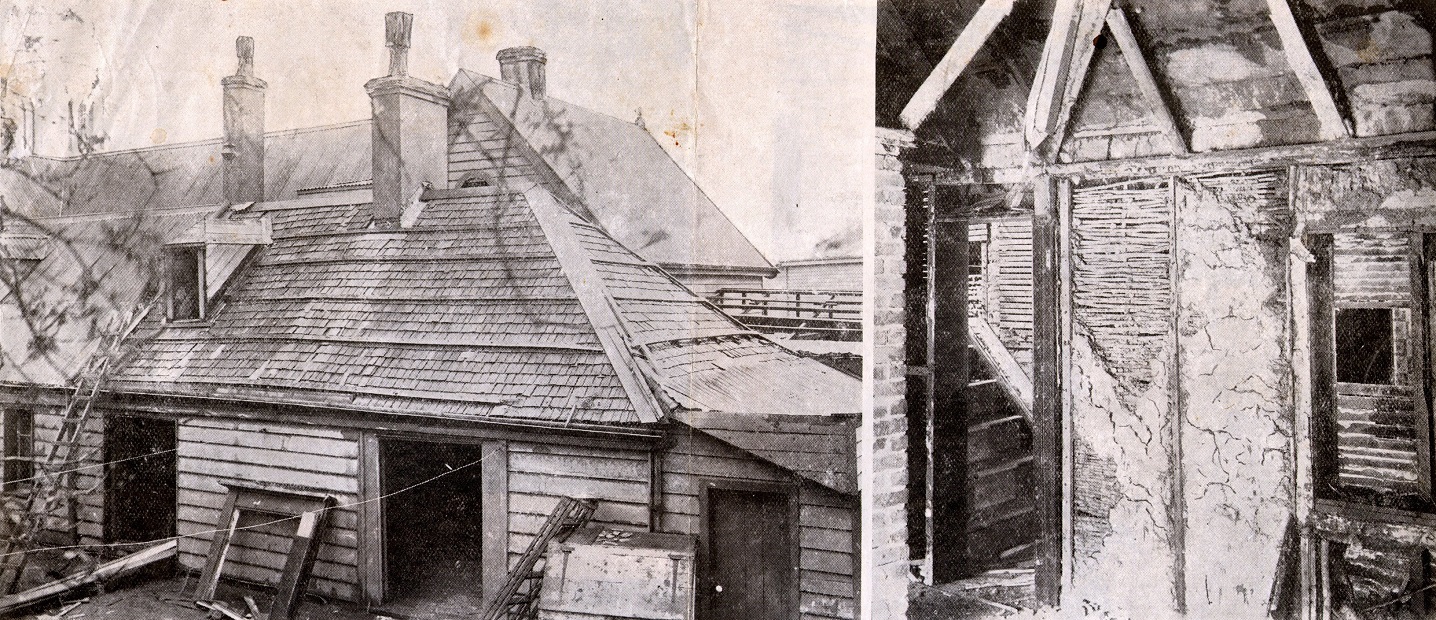 The section of wall in situ in 1905, before the demolition of the cottage. Otago Witness